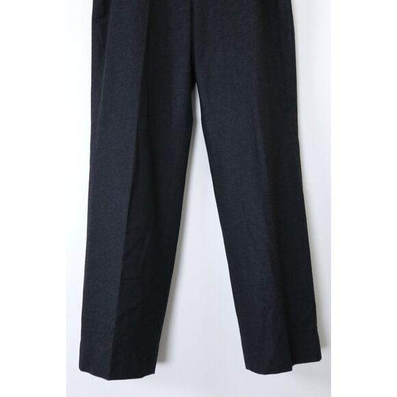 Vintage 1990s Chanel High Waisted Flat Front Wool Trousers Charcoal Gray - Picture 3 of 11